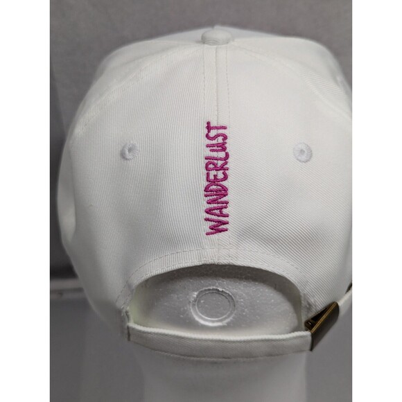 Wanderlust Logo World Globe Map Women's Hat White Baseball Cap Adjustable - Picture 4 of 7